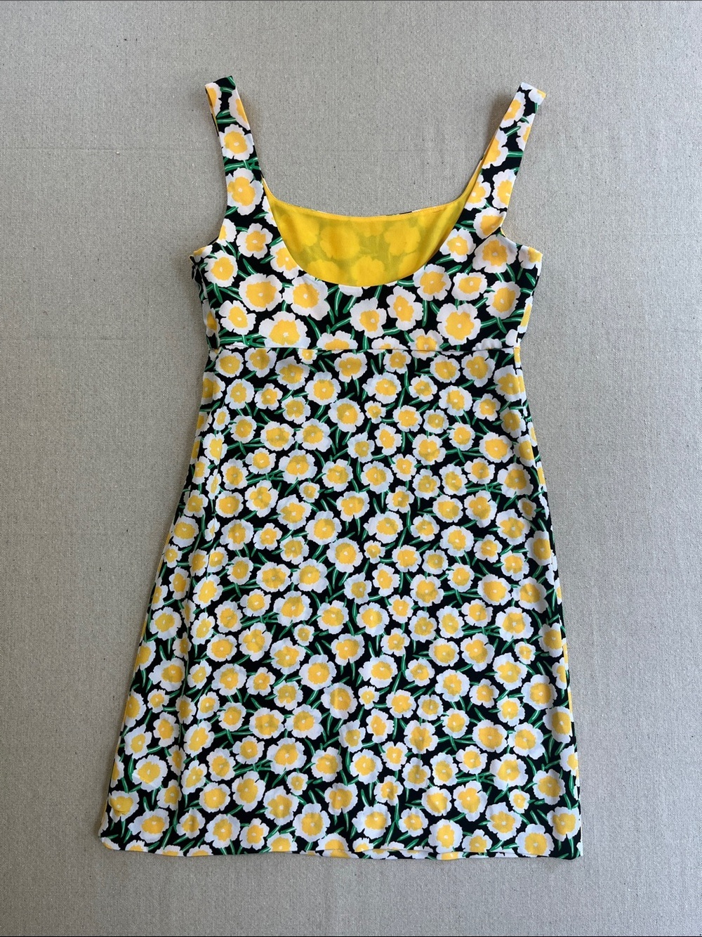 Diane Von Furstenberg Floral Mini Dress Yellow Daisy Print Size 2 - Picture 10 of 13